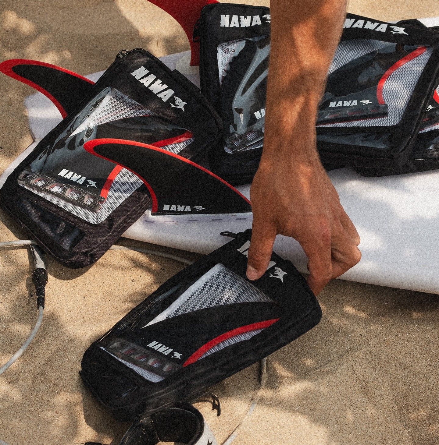 Nawa surf products on the beach